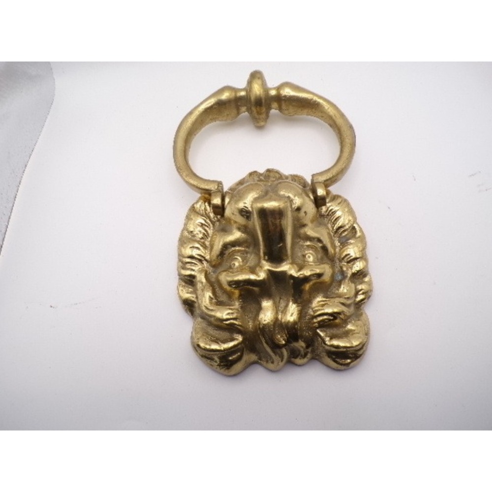 Vintage Heavy Ornate Brass Lion Head Door Knocker Ring Pull‎ Handle